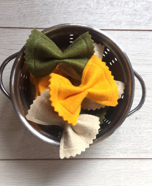 Pretend Play Felt Food Tri Colour Farfalle Pasta Bows