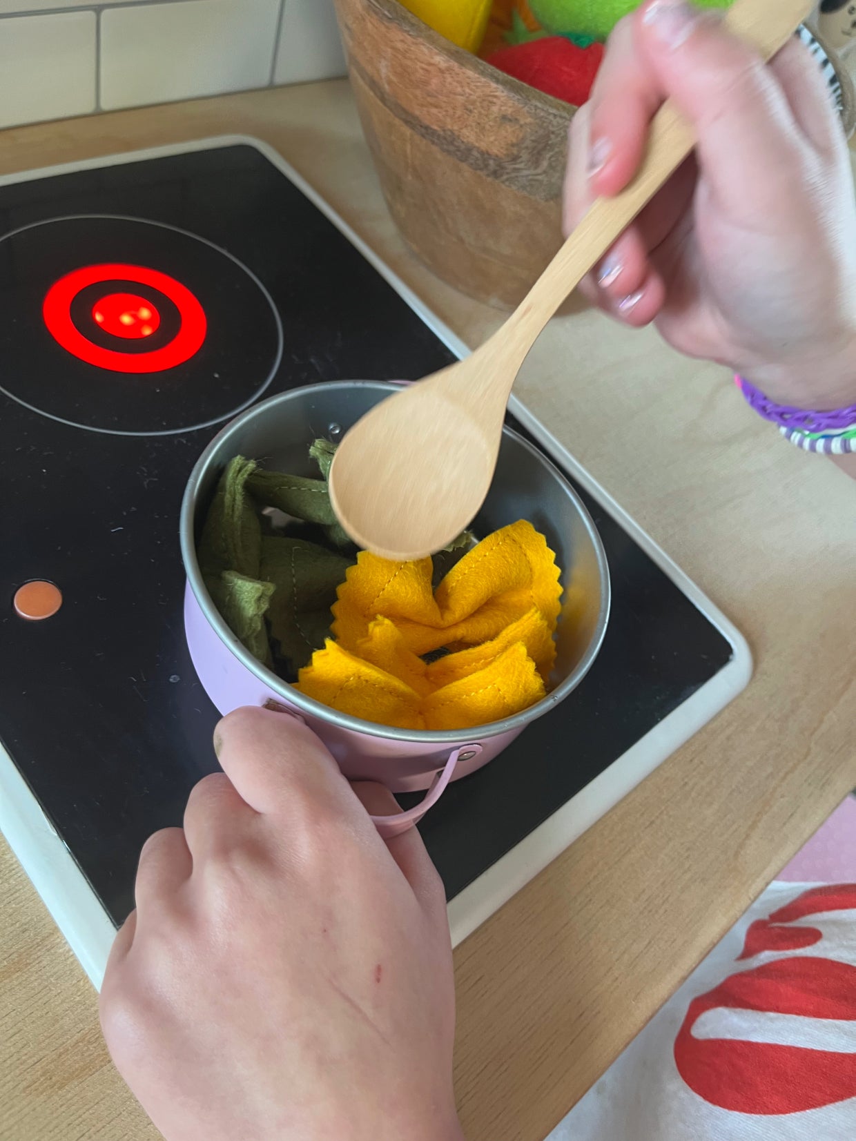 Pretend Play Felt Food Tri Colour Farfalle Pasta Bows