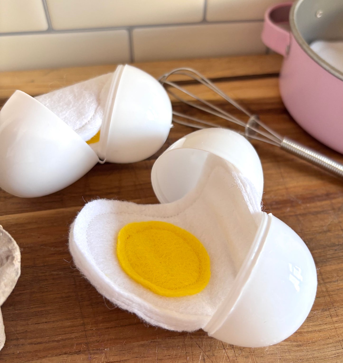 Pretend Play Box of Eggs with Mini Felt Eggs inside