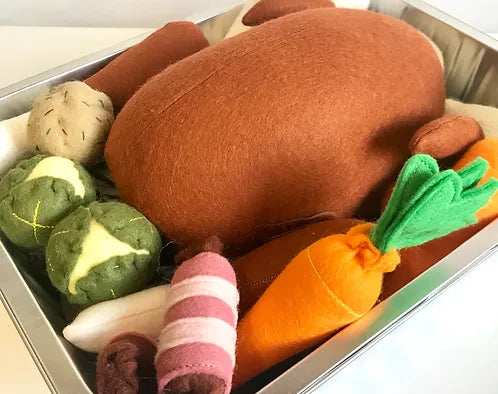 Pretend Play Felt Food Christmas Turkey Dinner Set