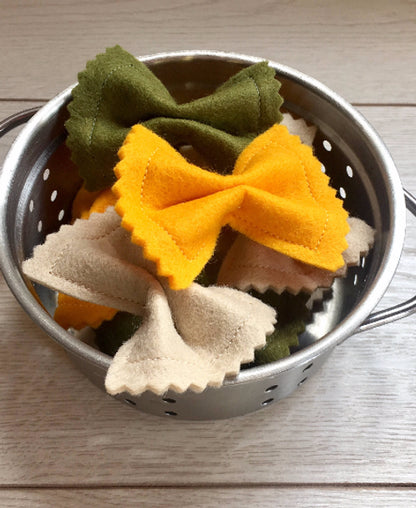 Pretend Play Felt Food Tri Colour Farfalle Pasta Bows
