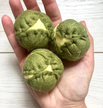 Set of Three Pretend Play Felt Food Brussel Sprouts