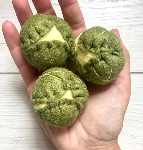 Set of Three Pretend Play Felt Food Brussel Sprouts