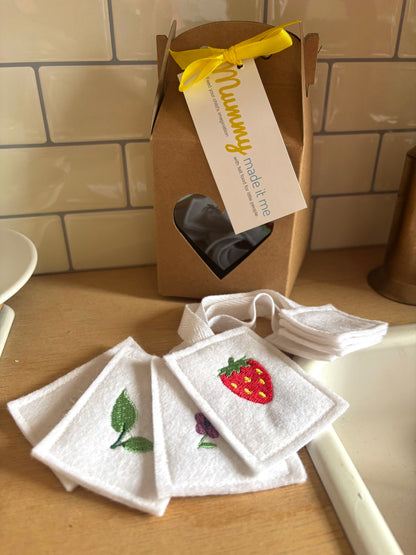 Pretend Play Felt Embroidered Tea Bags with Gift Box