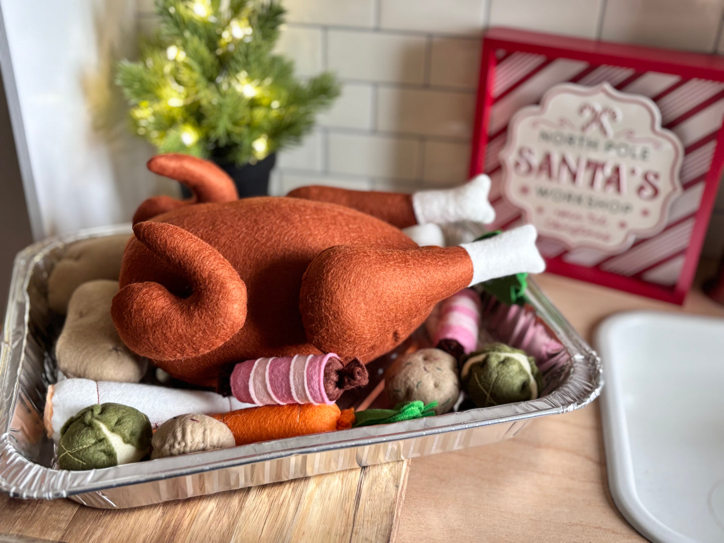 Pretend Play Felt Food Christmas Turkey Dinner Set