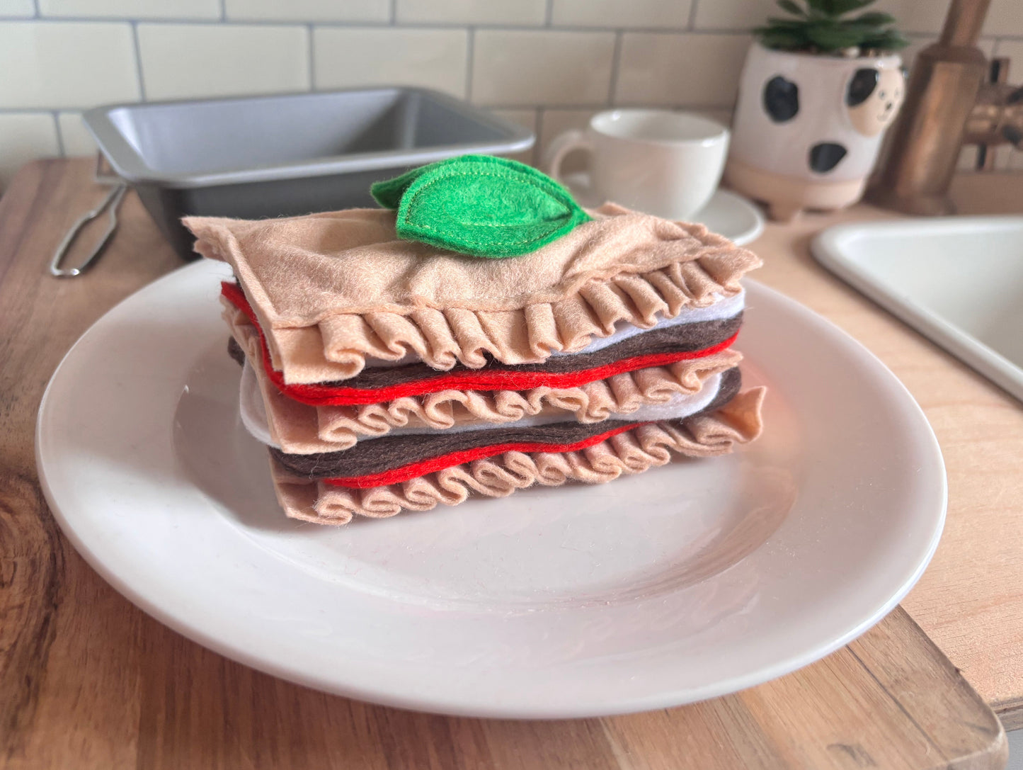 Pretend Play Felt Food Lasagna Set