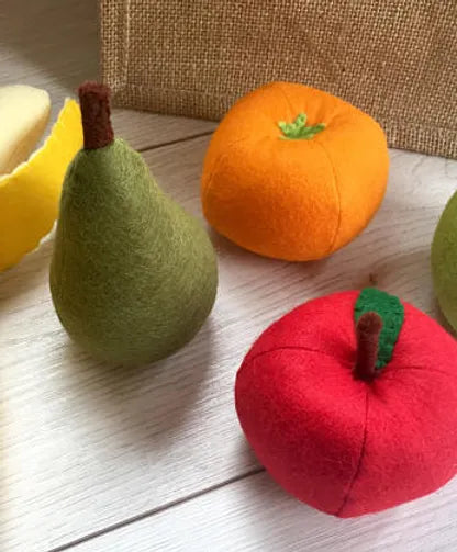 Pretend Play Felt Food Fruit Collection with Shopping Bag