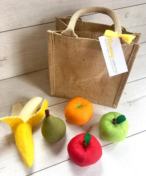 Pretend Play Felt Food Fruit Collection with Shopping Bag