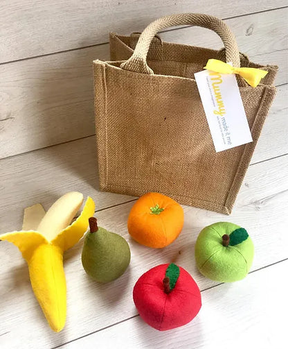 Pretend Play Felt Food Fruit Collection with Shopping Bag