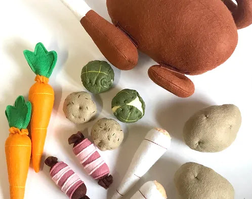 Pretend Play Felt Food Christmas Turkey Dinner Set