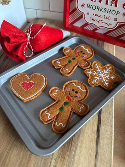Pretend Play Felt Gingerbread Biscuits Set