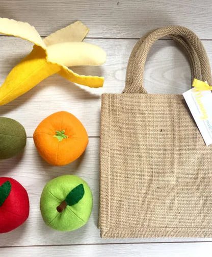 Pretend Play Felt Food Fruit Collection with Shopping Bag