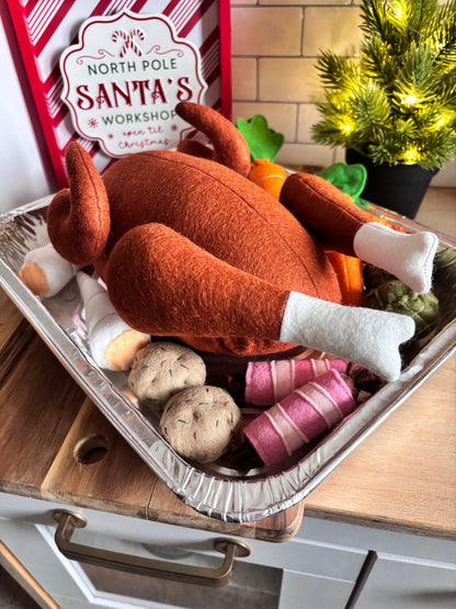 Pretend Play Felt Food Christmas Turkey Dinner Set