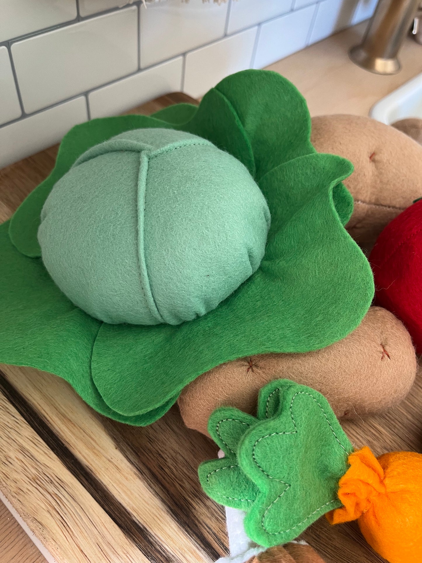 Pretend Play Felt Food Green Cabbage