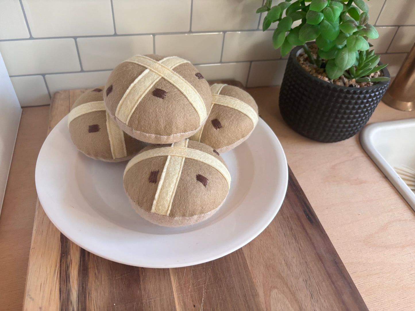 Pretend Play Felt Food Hot Cross Bun