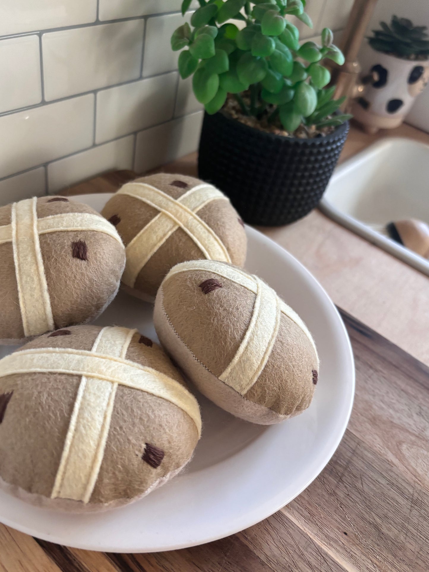 Pretend Play Felt Food Hot Cross Bun
