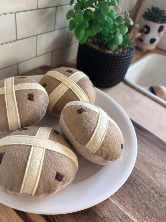 Pretend Play Felt Food Hot Cross Bun